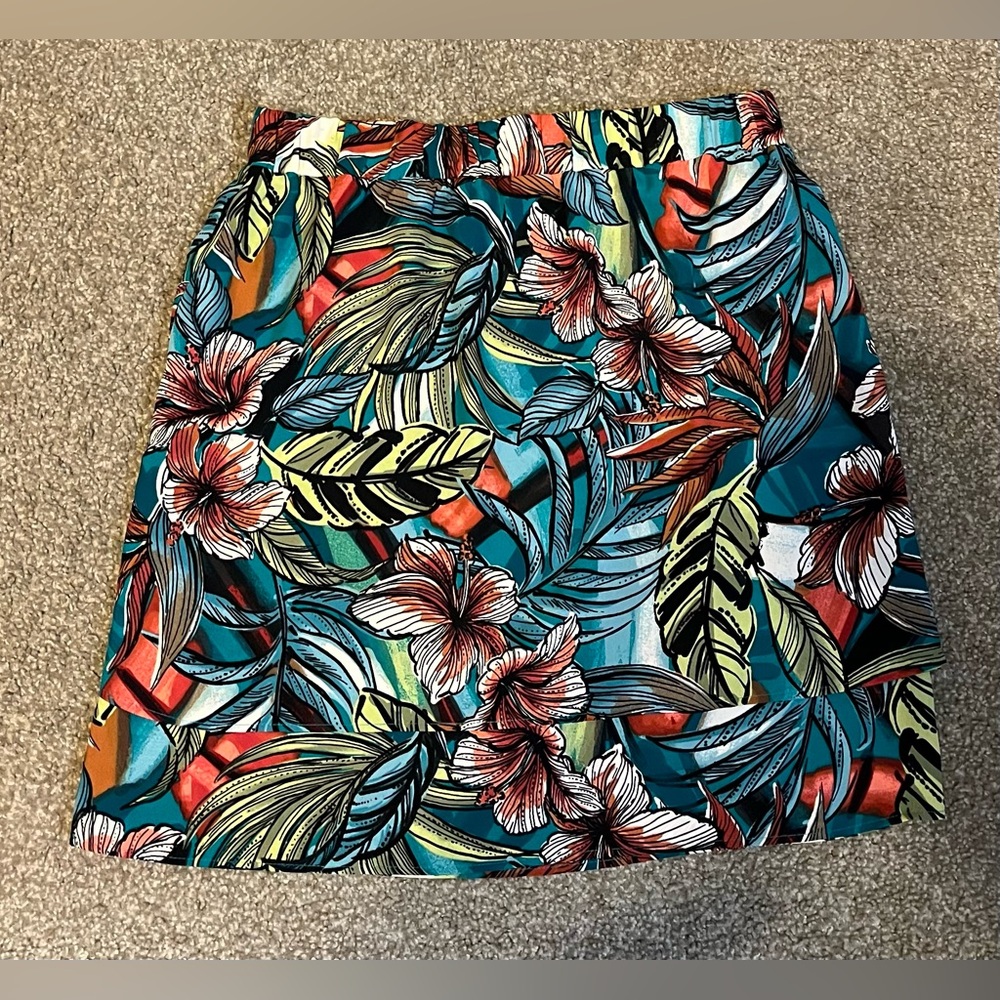 LOFT Hawaiian Tropical Floral Tiered Skirt size XS - Picture 5 of 12
